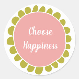 Pegatina Redonda Motivación Elegir la felicidad