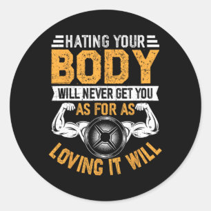 Pegatina Redonda Motivación Fitness Bodybuilding Workout Gym Quot