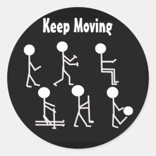 Pegatina Redonda Motivación para el Fitness - Sigue Movíendote