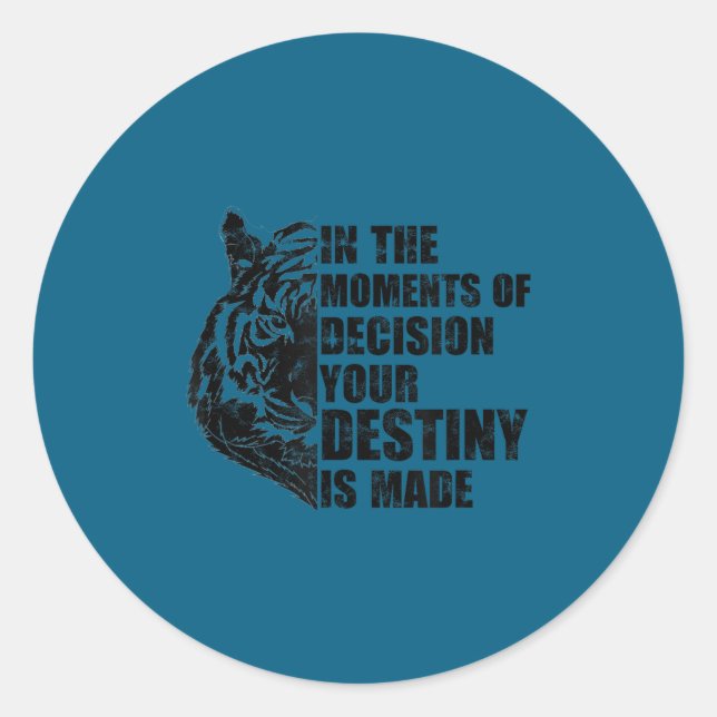 Pegatina Redonda Motivation Success Mindset Quote With Tiger - Moti (Anverso)