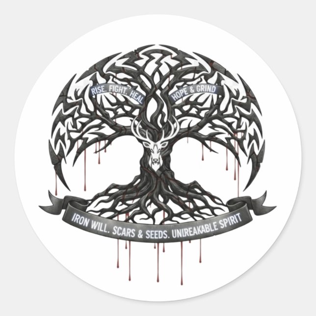 Pegatina Redonda Motivational Hope & Strength Round Stocker  (Anverso)