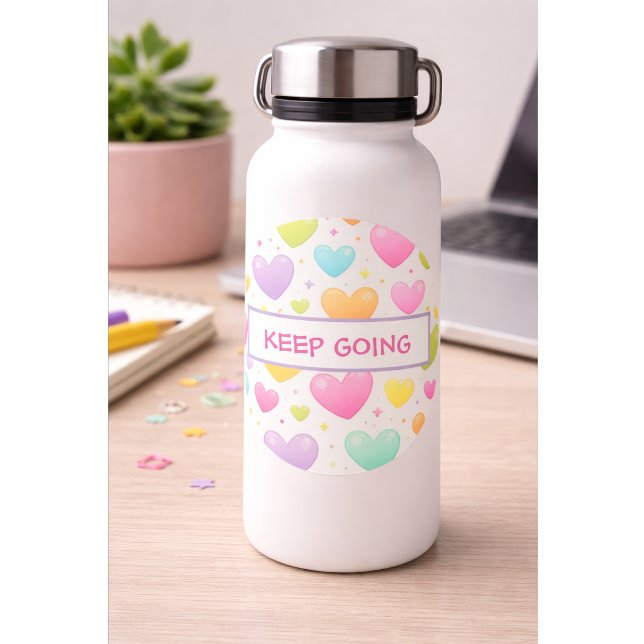 Pegatina Redonda Motivational Quote Sticker | Pastel Hearts Design (Subido por el creador)