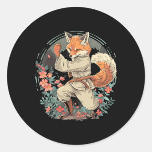Pegatina Redonda Motivo de zorro de karate Taekwondo Jiu-jitsu Mma