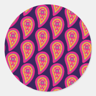 Pegatina Redonda Motivo Floral Boho Rosa