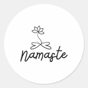 Pegatina Redonda Motivo Namaste de Loto para Espiritualidad Meditac