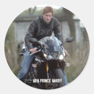 Pegatina Redonda Moto de HRH Prince Harry
