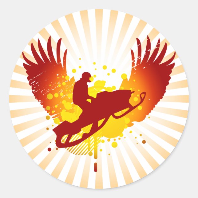 Pegatina Redonda moto de nieve de alta fidelidad (Anverso)