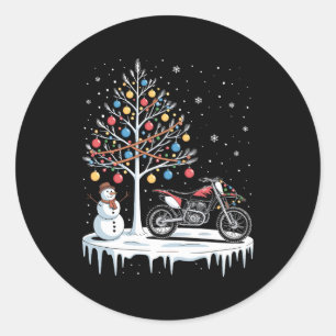 Pegatina Redonda Moto de tierra de Navidad Motocicleta Muñeco de ni