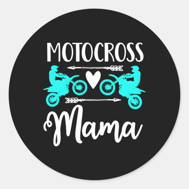 Pegatina Redonda Moto Mom Dirt Bike Motocross Madre Carreras Atv (Anverso)