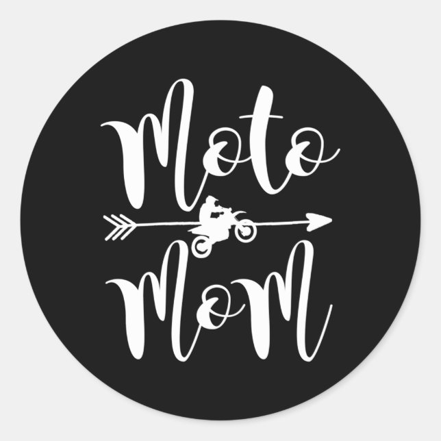 Pegatina Redonda Moto Mom Motocross Dirt (Anverso)