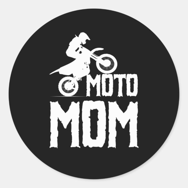 Pegatina Redonda Moto Mom Motorcross (Anverso)