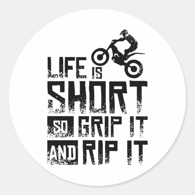 Pegatina Redonda Moto Trial Bike (Anverso)