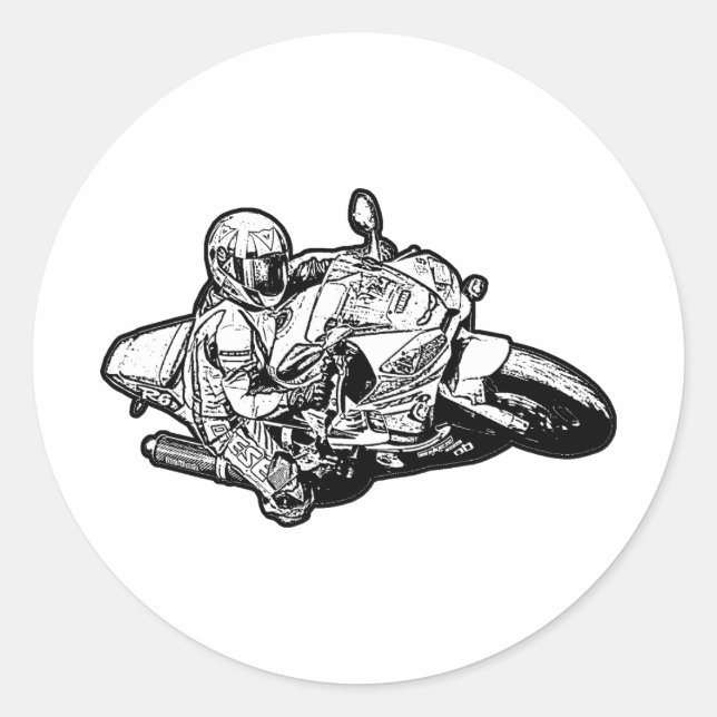 Pegatina Redonda Motocicleta (Anverso)