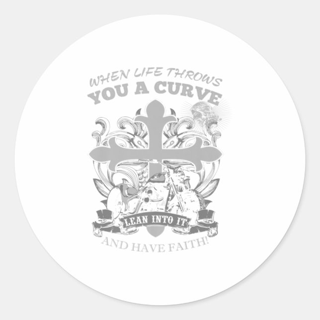 Pegatina Redonda Motocicleta cristiana Jesucristo (Anverso)