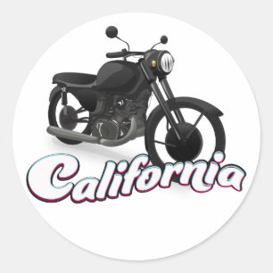 Pegatina Redonda Motocicleta de California
