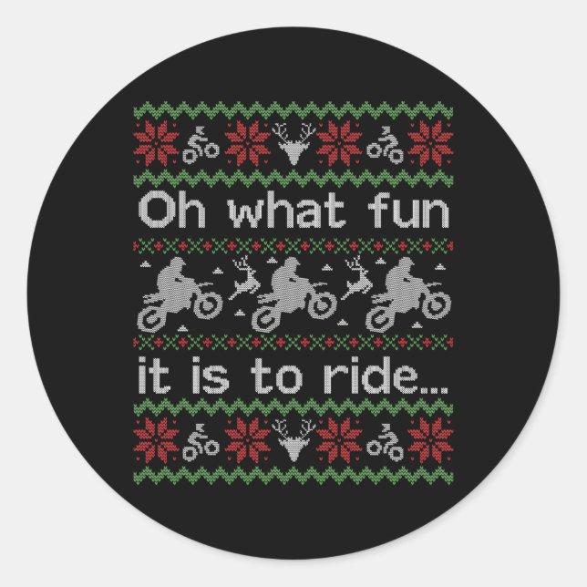 Pegatina Redonda Motocicleta de Dirt Feo (Anverso)