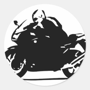 Pegatina Redonda motocicleta de icono negro