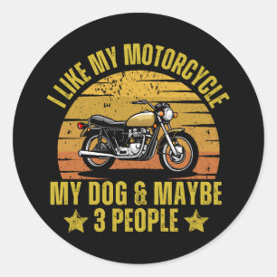Pegatina Redonda Motocicleta de perro