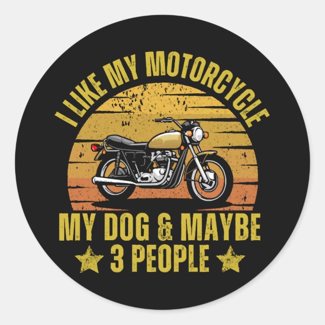 Pegatina Redonda Motocicleta de perro (Anverso)