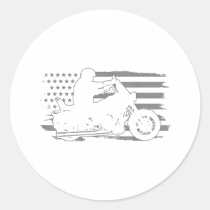 Pegatina Redonda Motocicleta patriótica bandera estadounidense vint