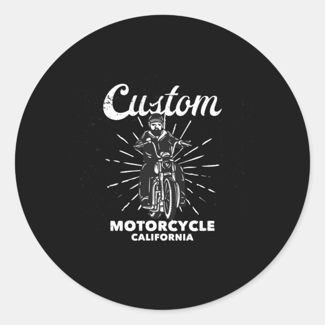 Pegatina Redonda motocicleta personalizado california (Anverso)
