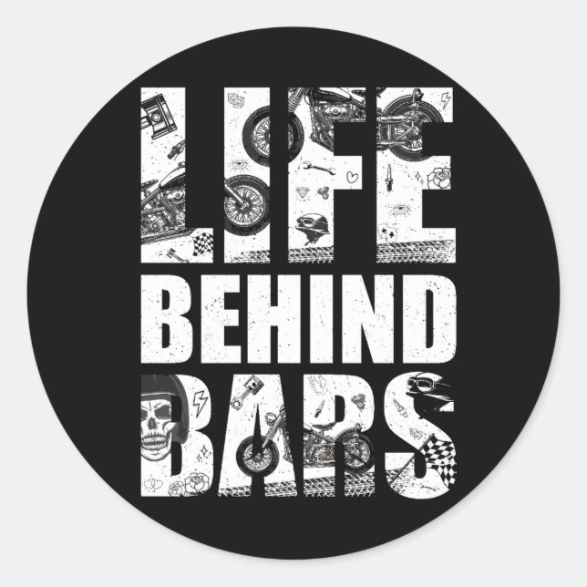 Pegatina Redonda Motocicleta vida tras el paso de la motocicleta Sh (Anverso)