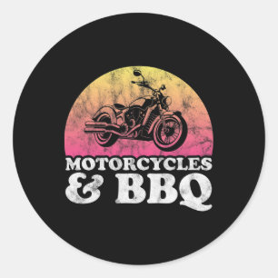 Pegatina Redonda Motocicletas Y Bicicletas Bbq