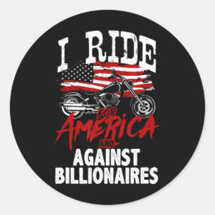 Pegatina Redonda Motociclista anti Trump pro-democracia resiste con