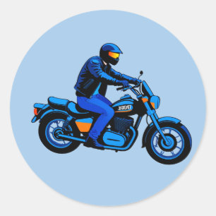 Pegatina Redonda Motociclista con estilo