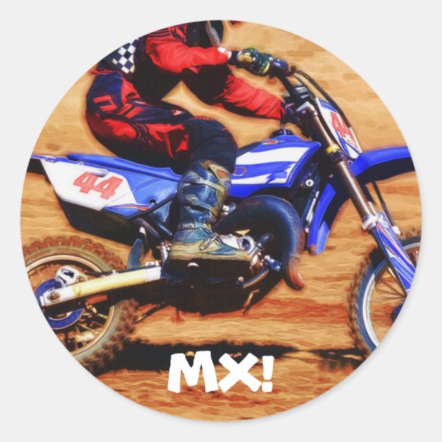 Pegatina Redonda Motocross Dirt Bike Champion Racer 4 (Anverso)