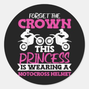 Pegatina Redonda Motocross Dirt Bike Chica