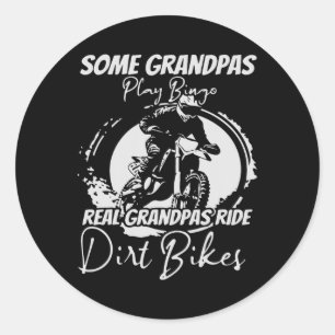 Pegatina Redonda Motocross Enduro Biker Abuelo Carreras Dirt Bike R