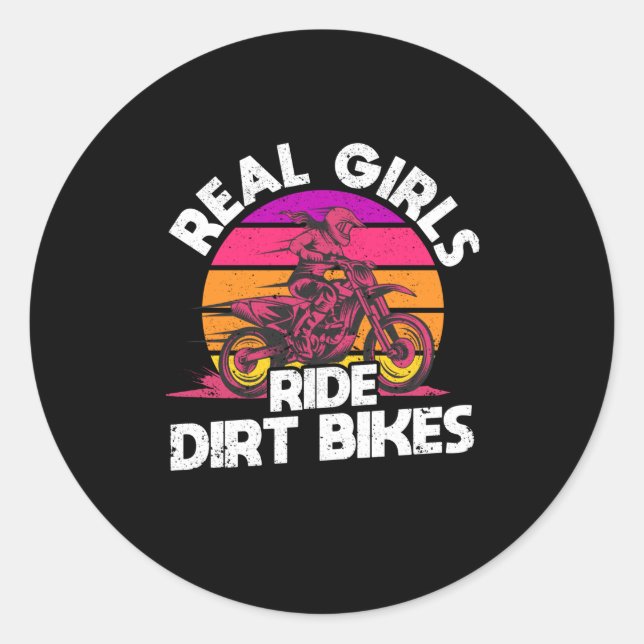 Pegatina Redonda Motocross Lovers Racing Bikers Real Girls Ride (Anverso)