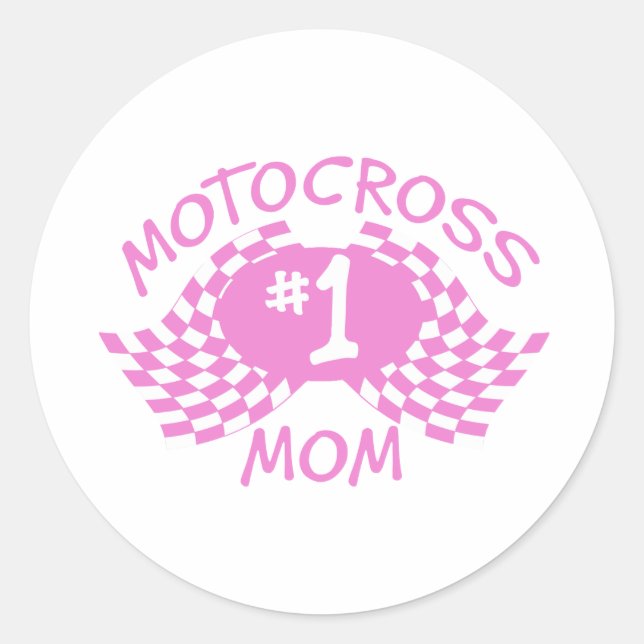 Pegatina Redonda Motocross Mom (Anverso)