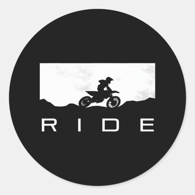 Pegatina Redonda Motocross Motocross Motocross Bike Bike (Anverso)