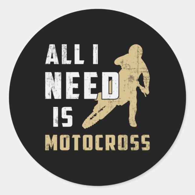 Pegatina Redonda Motocross Motorcycle Biker Dirt Funny Gift (Anverso)