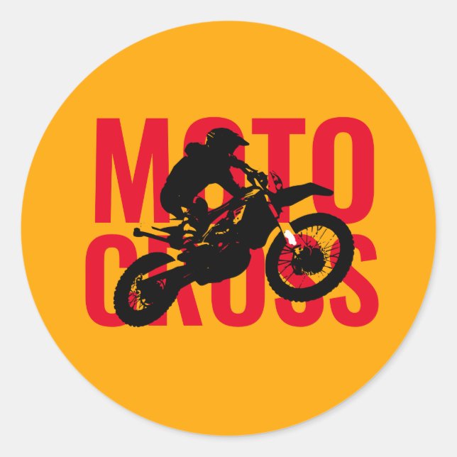Pegatina Redonda Motocross Motorcycle Sport Pop Art (Anverso)