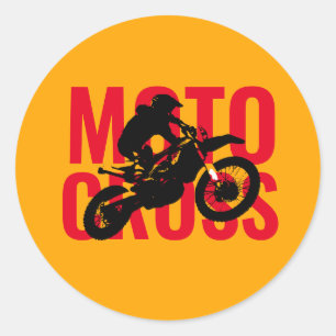 Pegatina Redonda Motocross Motorcycle Sport Pop Art