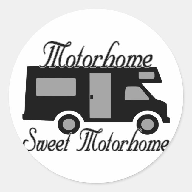 Pegatina Redonda Motohogar dulce Motorhome (Anverso)