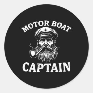 Pegatina Redonda Motor Bote Captain Tee Funny Bote Set Sailin