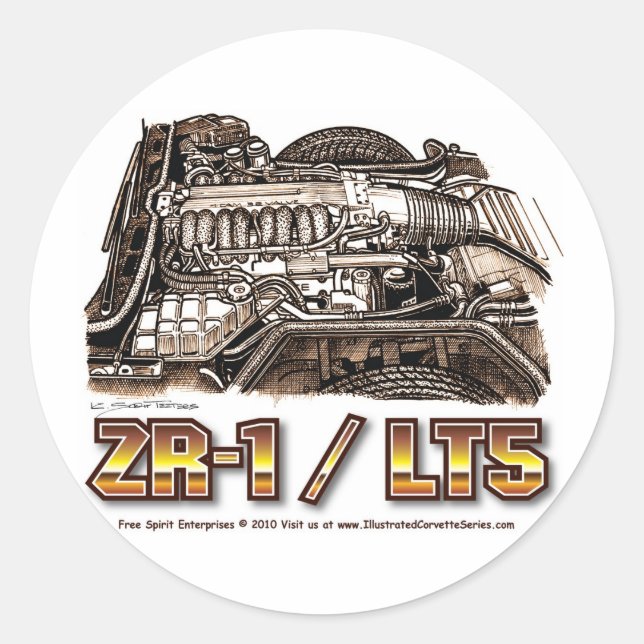 Pegatina Redonda Motor Corvette ZR1/LT5 320 (Anverso)