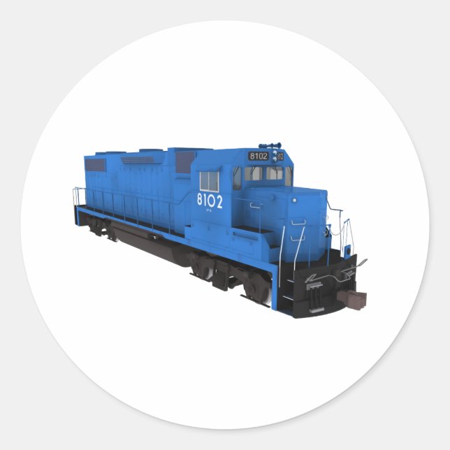 Pegatina Redonda Motor de tren azul: (Anverso)