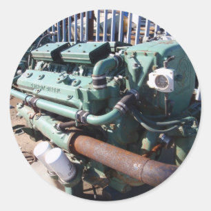 Pegatina Redonda Motor diesel marino