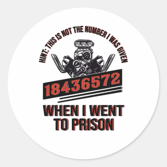 Pegatina Redonda Motor V8 Cilindro del motor Pistón 8 Cilindro Mecá (Anverso)