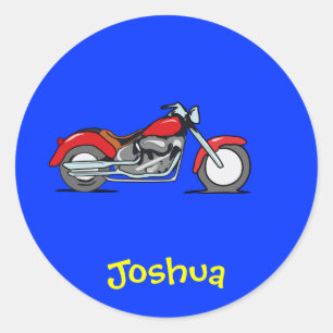 Pegatina Redonda MotorCiclo rojo personalizado - MotorBike