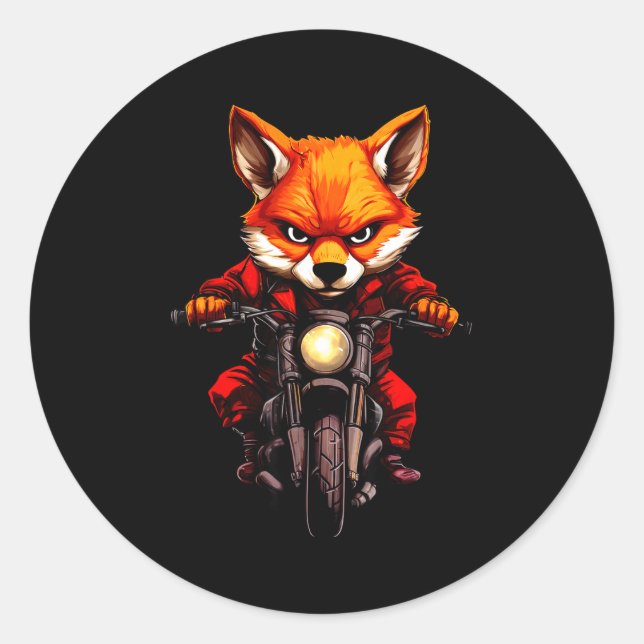 Pegatina Redonda Motorcycle Foxes  (Anverso)