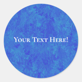 Pegatina Redonda Mottled Cobalt Blue Canvas Look