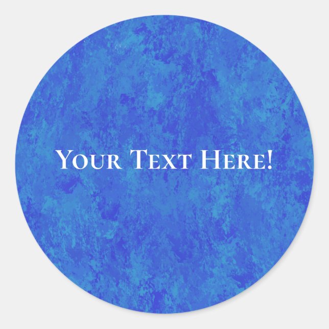 Pegatina Redonda Mottled Cobalt Blue Canvas Look (Anverso)