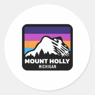 Pegatina Redonda Mount Holly Michigan Esquí Snowboarding Family Sk