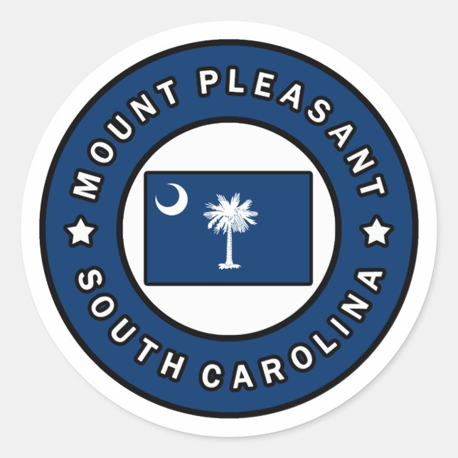 Pegatina Redonda Mount Pleasant South Carolina (Anverso)